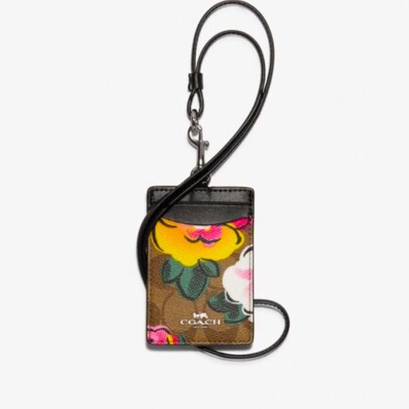 Coach Accessories - Id Lanyard In Signature Canvas With Vintage Rose Print